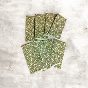 Vintage Pattern handmade Green Spring Floral Napkins Set Of 8 15"X15"